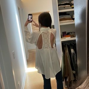 Vintage Havana colored button down with back shoulder blade cute outs Size: S